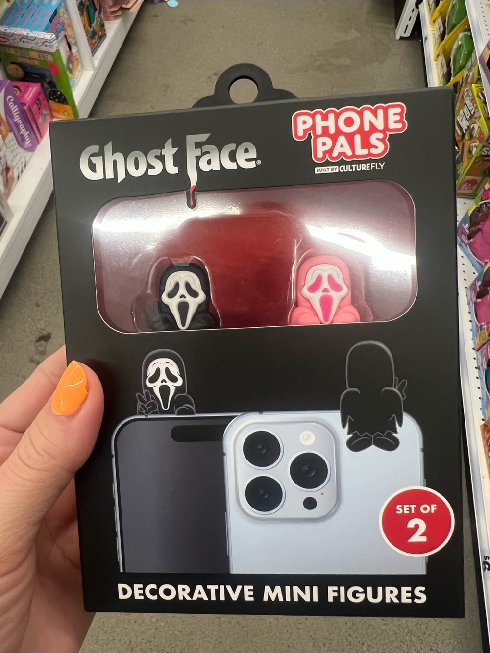 Ghost Face Phone Pals Decorative Mini Figures - Black & Pink (Set of 2)